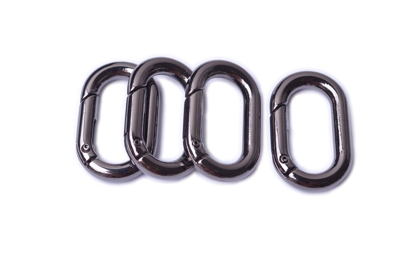 Bobeey 4pcs Carabiner Metal Spring Key Ring,Spring Snap Hooks Clip,Spring Keyring Buckle,Oval ring for bags,purses BBC39(Black Gun) - Image 2